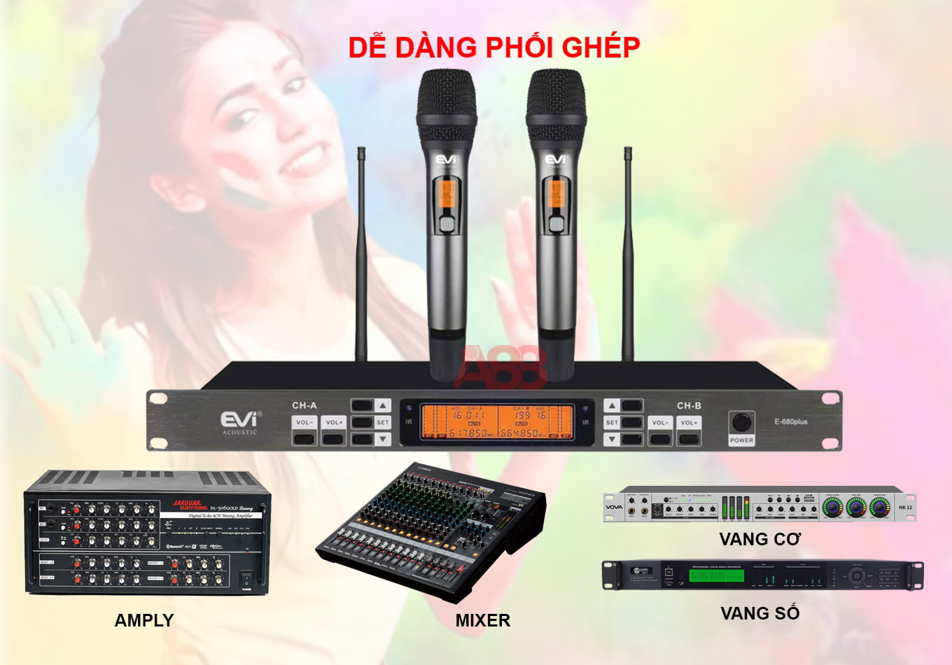 micro không dây evi e680 plus