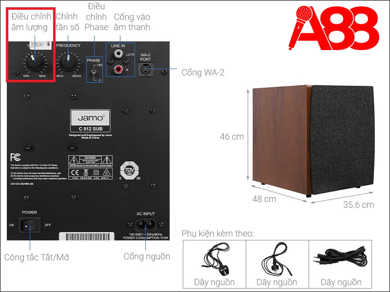 Nút chỉnh âm lượng loa sub