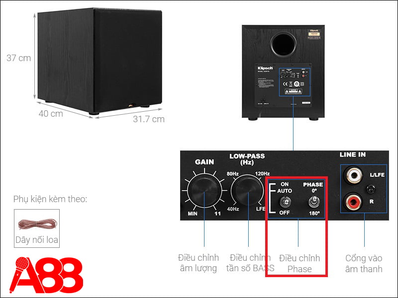 Nút điều chỉnh pha loa sub