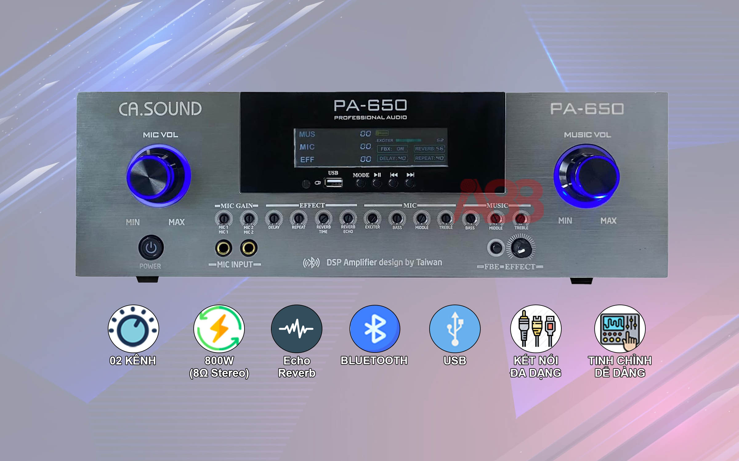 đẩy liền vang casound pa 650