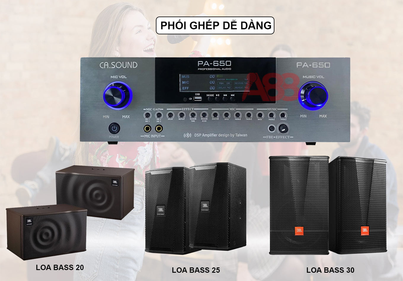 đẩy liền vang casound pa 650