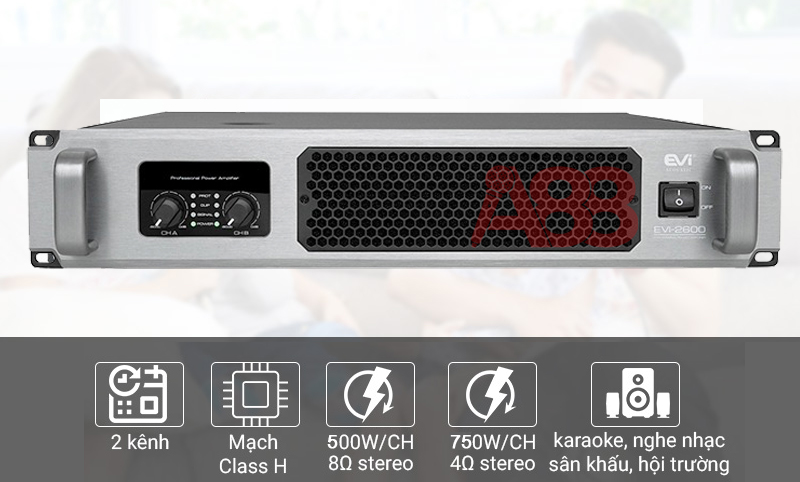 Cục đẩy công suất 2 kênh Evi 2600